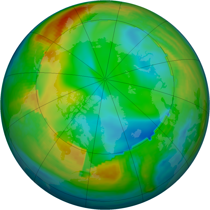 Arctic ozone map for 30 December 1988